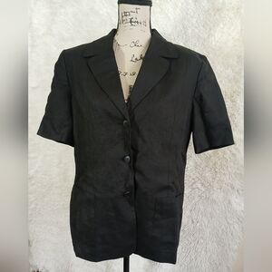 Talbots Black Irish Linen Blazer Jacket